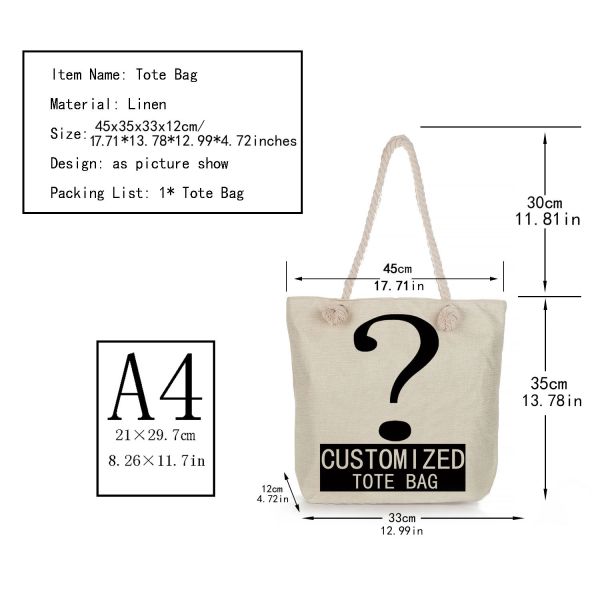 Women's Large Tote Bag Custom Canvas Reusable Shopping Bag with Print Pattern