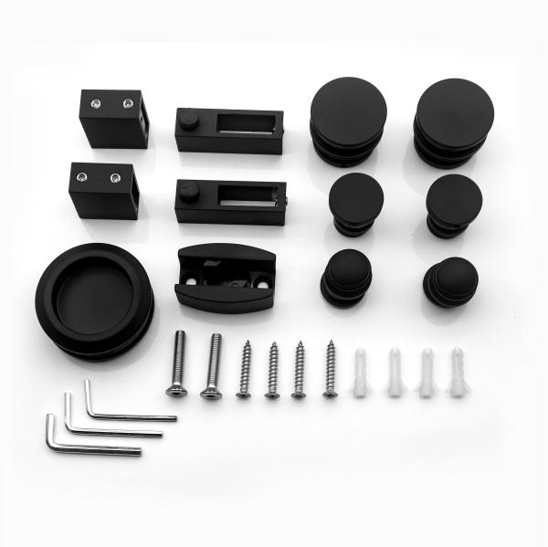 Sistema de porta de chuveiro de vidro com hardware de porta de celeiro de prata Design sofisticado