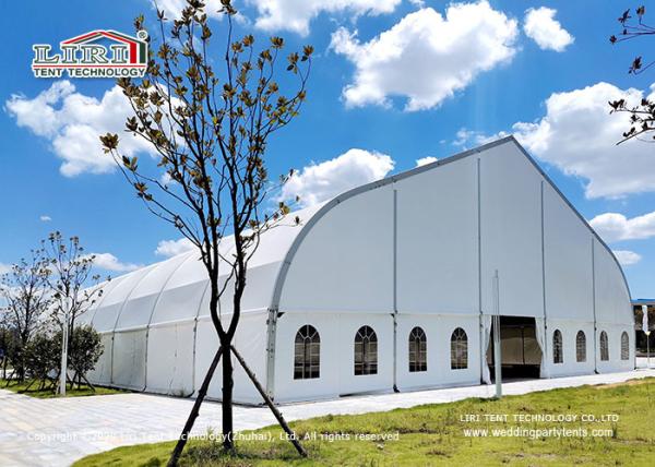 Event Center 25m Wide Curve Tent With PVC Clear Window Glass Door