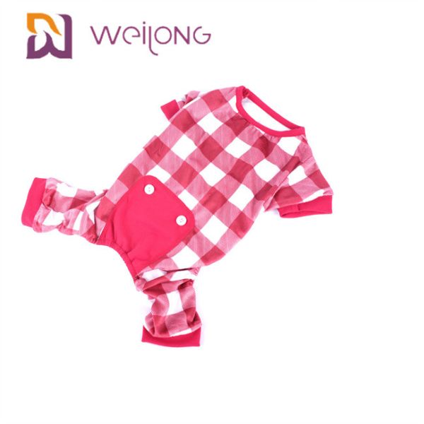 Poly Soft Fabric Red Plaid Dog Pajamas / BSCI Large Dog Pajamas