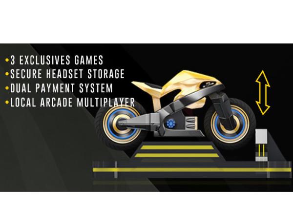 220v Black Crazy VR Motorcycle Simulator Electric Cylinder Racing Platform For Adults