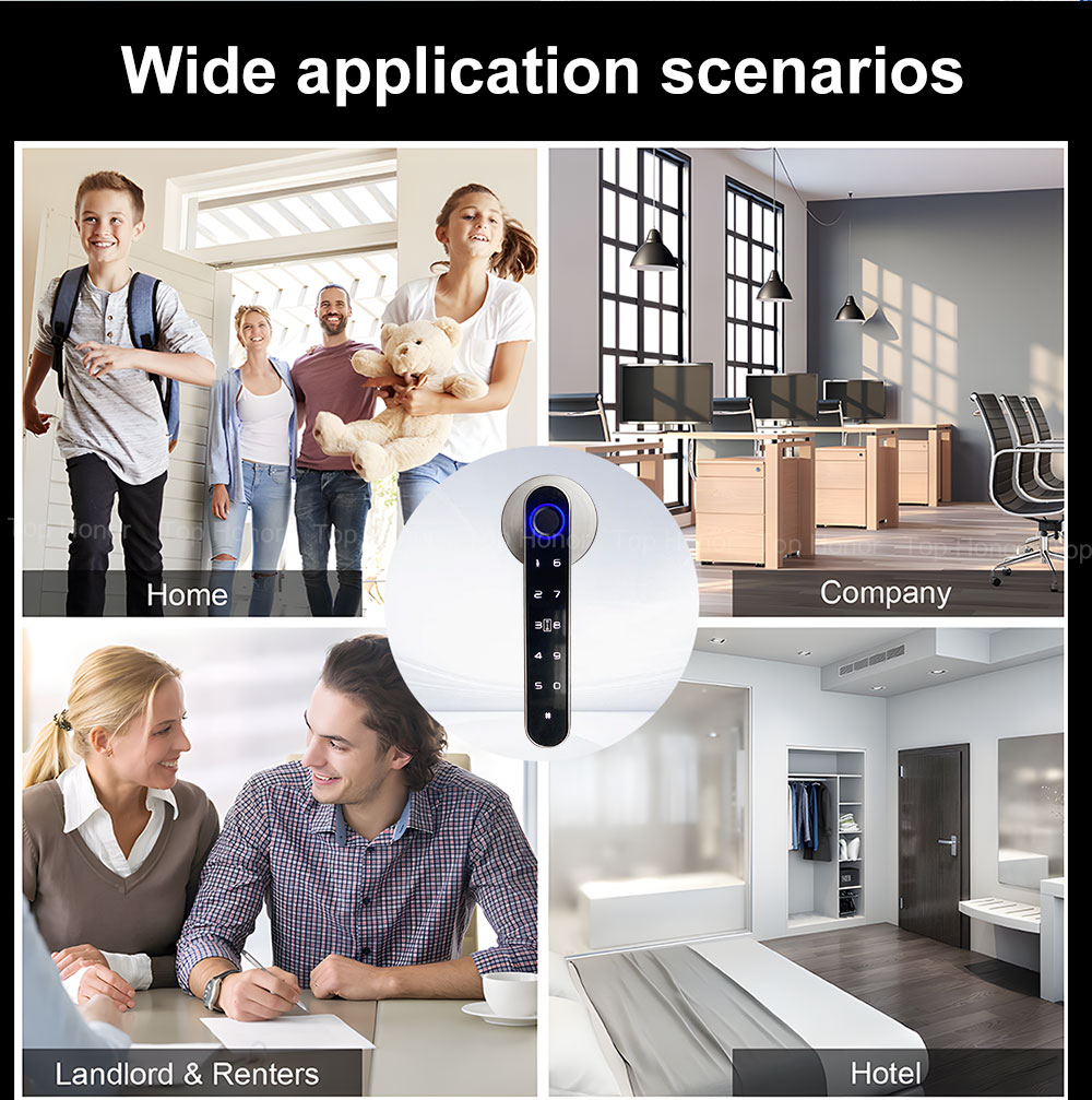 Легкая установка Tuya App Дверный замок Биометрический Bluetooth отпечаток пальца Прикосновение для дома
