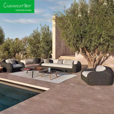 Modern Style Garden Sofa Combination Outdoor Rattan Wicker Furniture with Waterproof Cushion