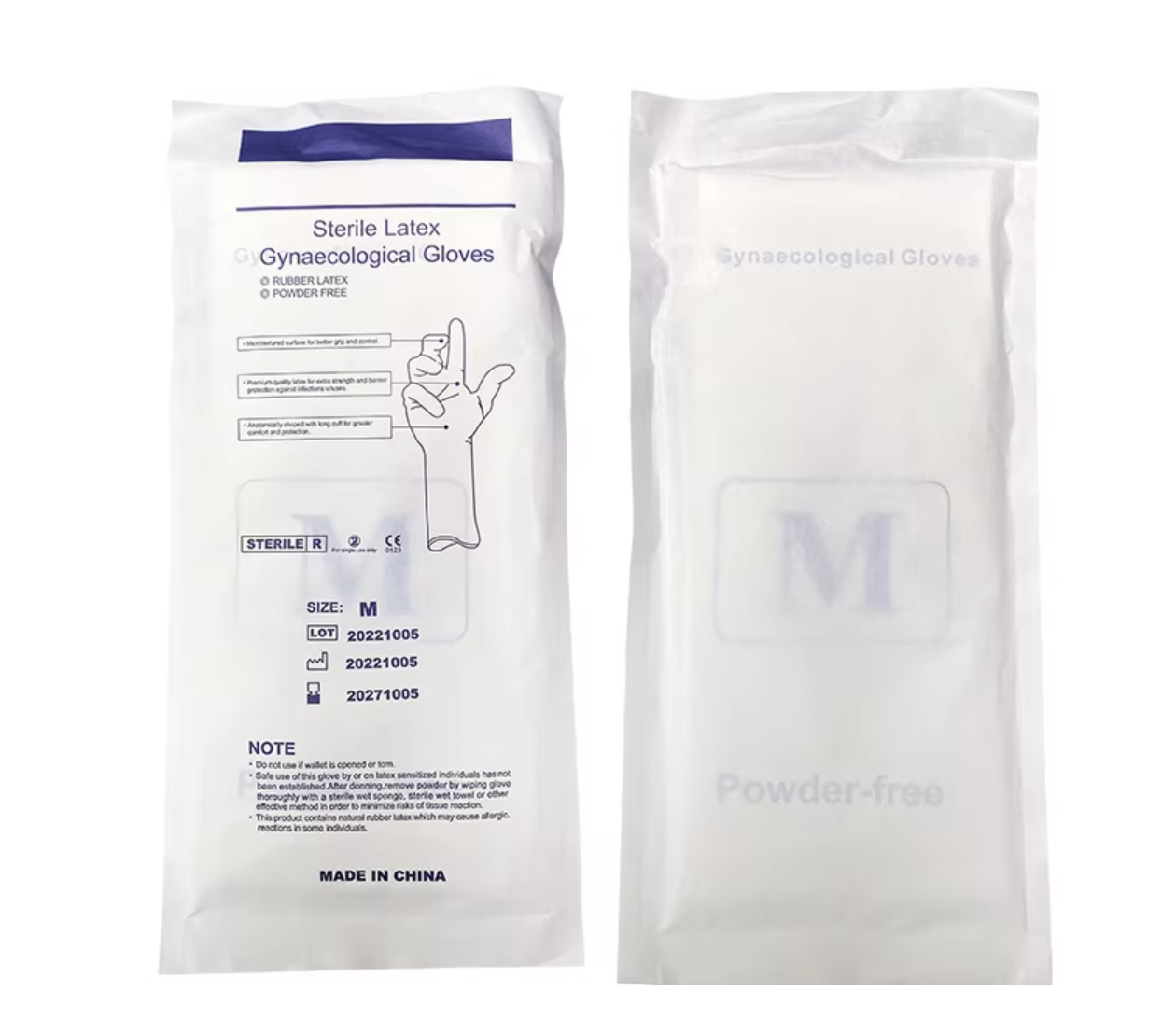 Produits de protection médicale en latex stérile Gants gynécologiques taille M