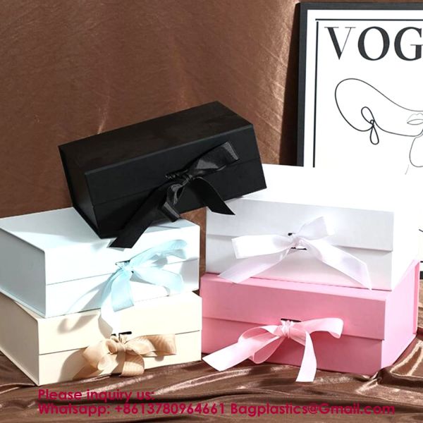 Gift Boxes With Ribbon Foldable Set Of 5 Glossy Finish Magnetic Gift Boxes For Luxury Presentations And Groomsmen Proposal Foldable Magnetic Box CARDBOARD BOX PAPER BOX