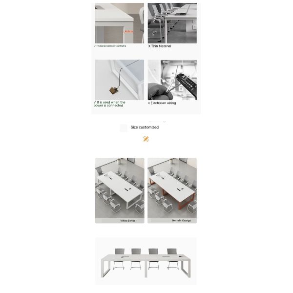 Настраиваемый белый конференц-стол Простой длинный стол для многосторонних переговоров в офисе