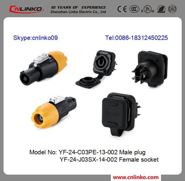 M24 YF-24 3 Pin Socket Plug IP68 Powercom Outdoor Cnlinko Male Waterproof Connector