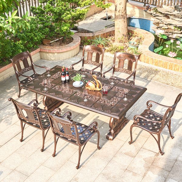 Outdoor Cast Aluminum Table and Chair Furniture Courtyard Balcony Garden Sets Customized