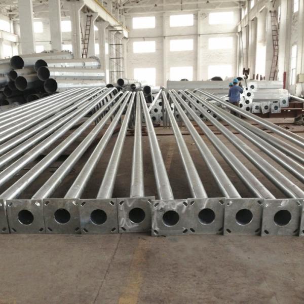 Curved End Steel Lighting Pole Single Arm 12M Grade50 Galvanized Light Post