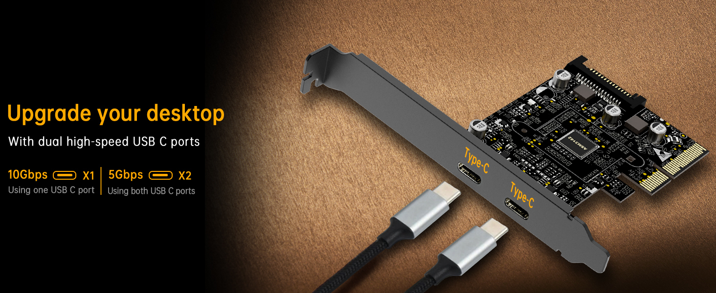 2 Port PCIe USB Expansion Card 10Gbps USB 3.2 Gen 2 PCIe Card For Desktop PC SSD Enclosures