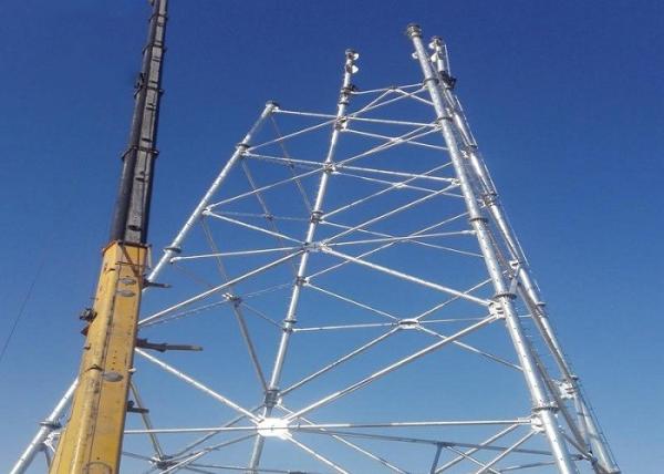 Strong Power Line Tower High Wind Speed , Steel 20m - 180m Guyed Lattice Tower