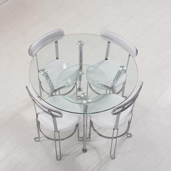 Transparent Glass Coffee Table Round Shape With Steel / Aluminium Legs
