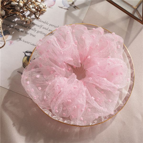 Summer net yarn hairball grenadine scrunchies bowel scroller ins wind girls pink red headwears Yiwu accessories