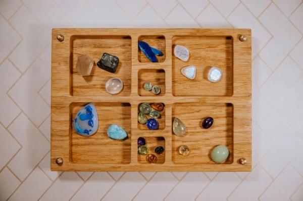 wooden jewelry Tray Gem Stone Tray Crystal Tray  jewelry organizer  Ring