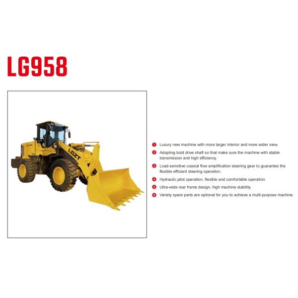 LG958 Колесный погрузчик с рабочей массой 8200 кг и номинальной нагрузкой 2500 кг для бесперебойной работы