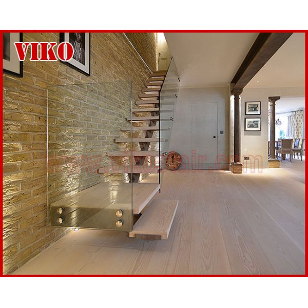 Straight Stringer Staircase VK08S Stainless steel handrail Tempered Glass, 304 Stainless steel glass stainoff,