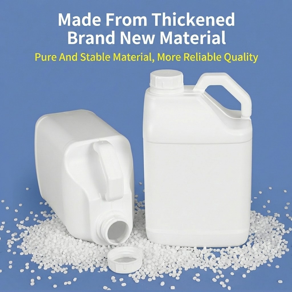 5 Liter Plastic Square Jerry Can HDPE Packaging Container with Aluminum Foil Liner ,Enlarged Handle, Visible Level Line and Spiral Cap for Coatings and Solvents