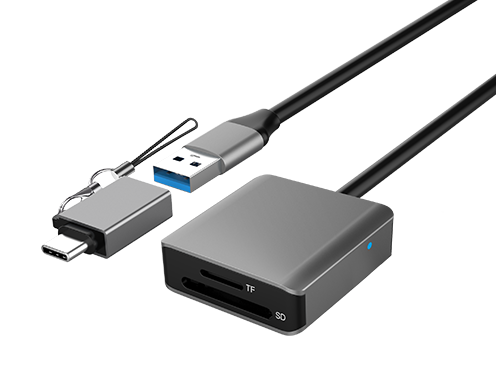 Lector de tarjetas OTG USB 3.0 y USB Tipo C con cable de extensión USB A de 20 cm