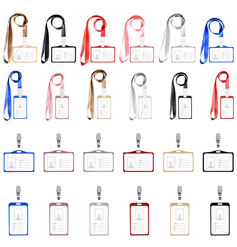 Aluminum Alloy Card Holder Lanyard Name ID Identity Badge Holder 6 Inch