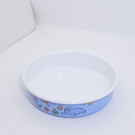 Wholesale 20cm Light Blue Seal Hummingbird Print Round Enamel Baking Tray Oven Safe Enamel Dish For Fridge Storage Food Prep