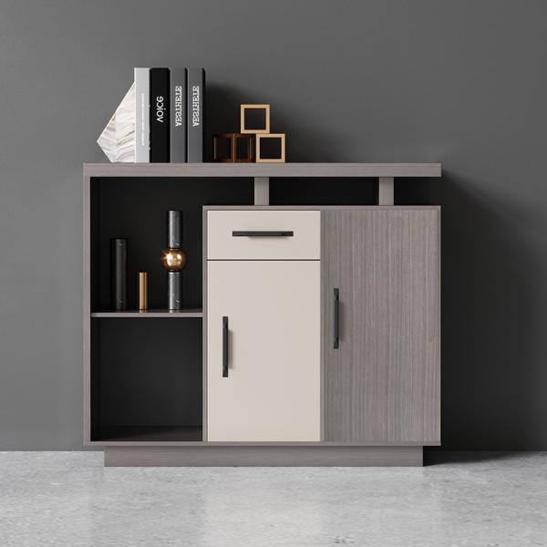 Mobiliário comercial Gabinete de escritório longo com design moderno e divisória de painel de madeira