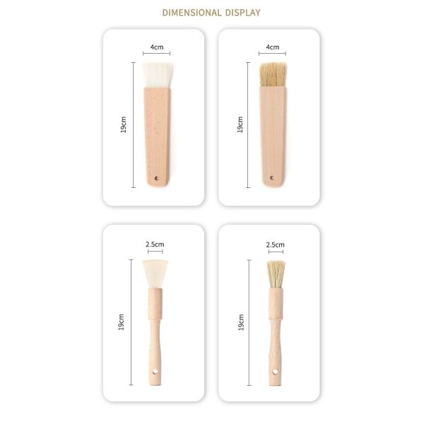Natural Bristle Wooden Pastry Brush Wood Basting Brush For Baking Customized