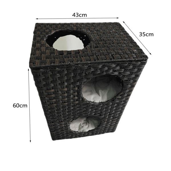 Cute Natural Modern Cat Furniture Pet House Bed Wicker Rattan Pat Cave Bed Condo House