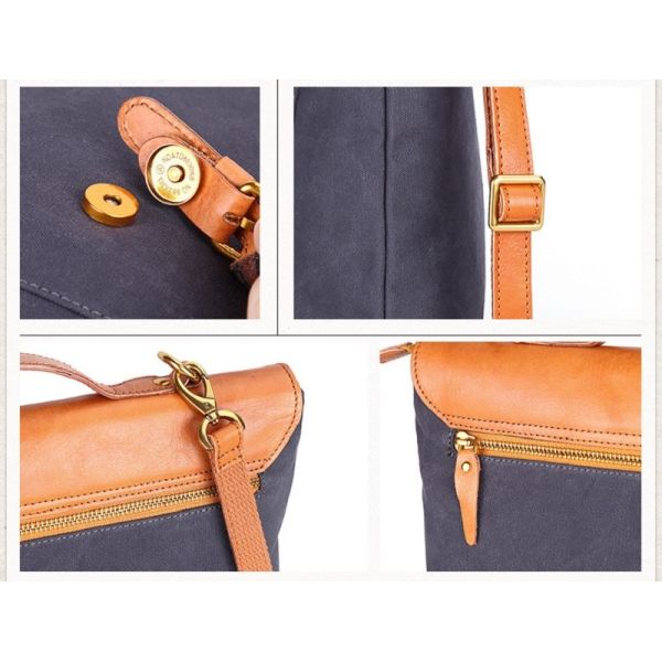 Canvas Vegetable Tan Satchel Womens Slim Leather Laptop Briefcase