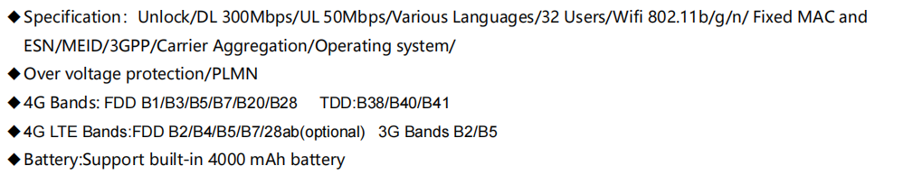 R535B 4G LTE маршрутизатор Wi-Fi до 300 Мбит/с FDD B1/B3/B5/B7/B20/B28 TDD B38/B40/B41