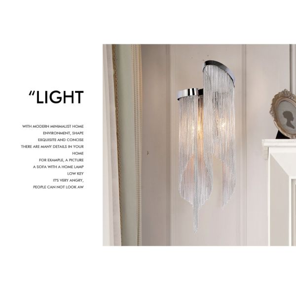 Plate Aluminium Tassel Led E14 Wall Scones D23 H60cm Chrome Stream Wall Sconce（WH-OR-197)