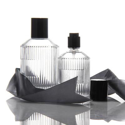 Cylinder Transparent Perfume Bottle OEM 50Ml Glass Perfume Bottle With Gift Box Pump Sprayer