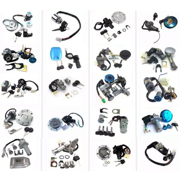 Motorcycle 4 Wire Ignition Switch Lock Fuel Gas Tank Cap Cover Steering Lock Set For Honda CG125