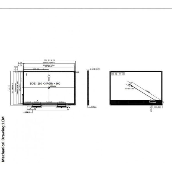 High Brightness TFT LCD Module 10.1 Inch LVDS WXGA Screen 1280x800 For HMI And Embedded Systems