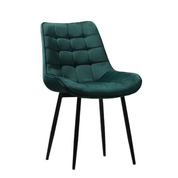 Modern Grey Velvet Tufted Dining Chairs Padded Dining Chairs For Hotel Apartment