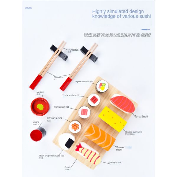 Simulation Wooden Miniature Kitchen Set Sushi Early Education Enlightenment
