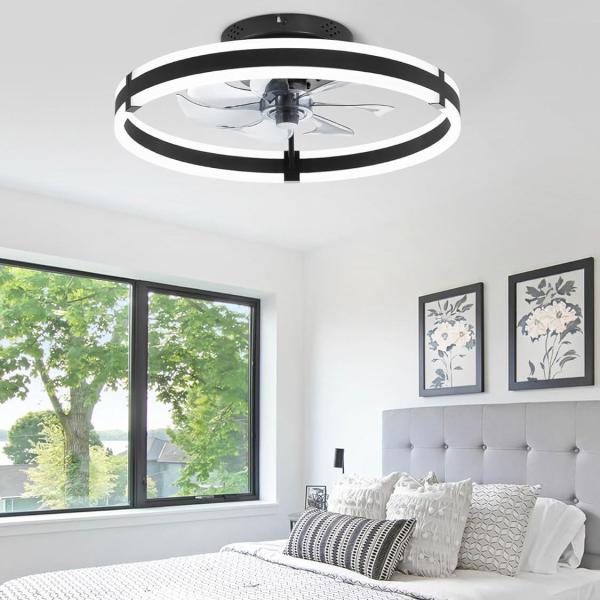 Wholesale  Remote Modern Flush Mount Led Fan Light Fandelier Ceiling Fans for Bedroom