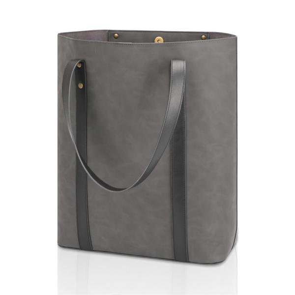 Printing Eco Friendly Shopping Bags Custom Zipper Pocket Leather Shopper Tote 13X5X15