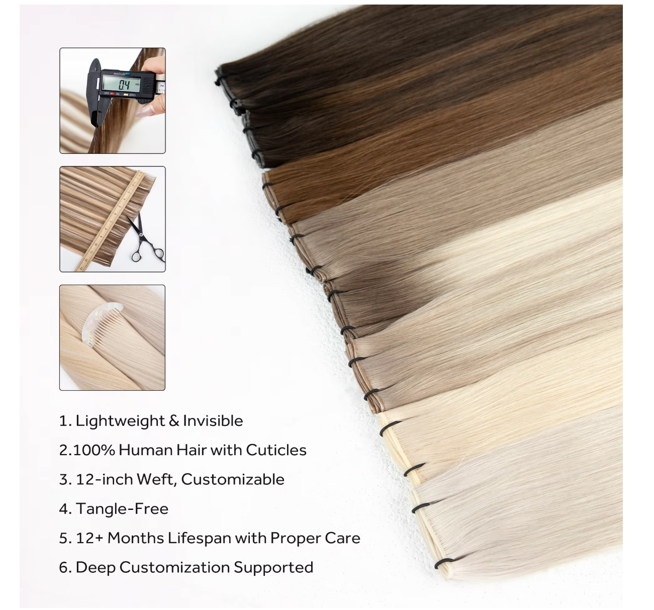 Raw Hair New Design Volume Weft Seamless Skin Weft Can Be Cut Double Drawn Genius Weft Hair Extensions