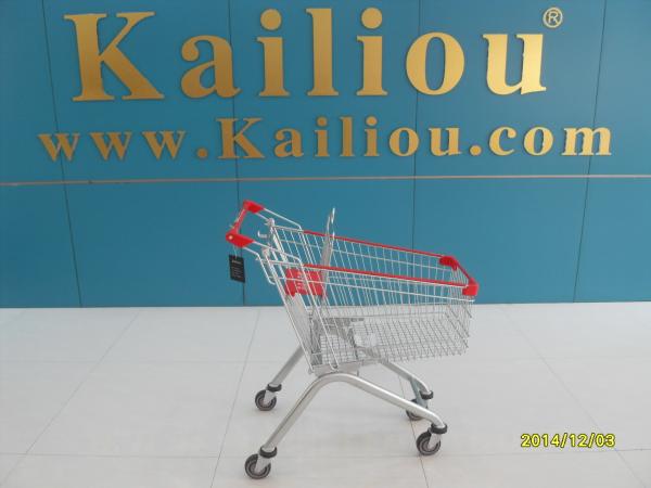 Europe Style 100L Advertisement Supermarket Shopping Carts With Color Powder Coating