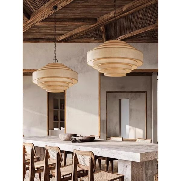 Living Dining Bedroom B&B Decoration Home Pendant Lights Indoor Lighting Fixtures Japan Style Wabi Sabi Fabric Chandelier (WH-VP-303)