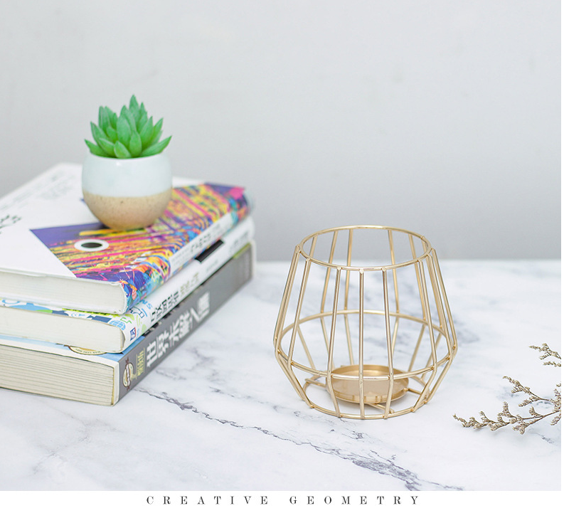 Simple Iron geometric Candle Holder Wedding Home Gem Candle stand Craft