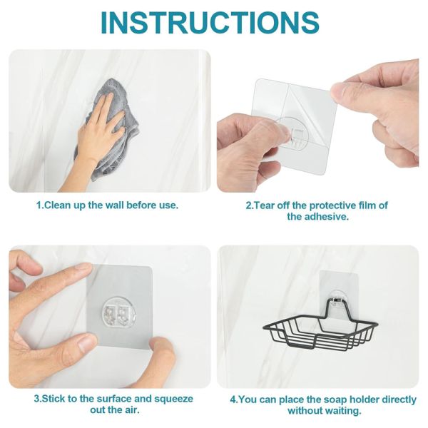 No Drilling Wall Mounted 304 Rustproof Stainless Steel Square Soap Dish Holder for Bathroom and Kitchen