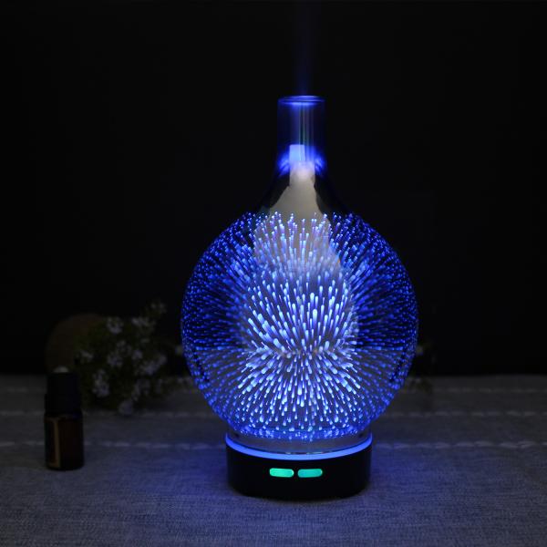 Popular 3D Glass Natural Essential Oil Diffuser Color Changing Super Decorative Glass Humidifier RY32D