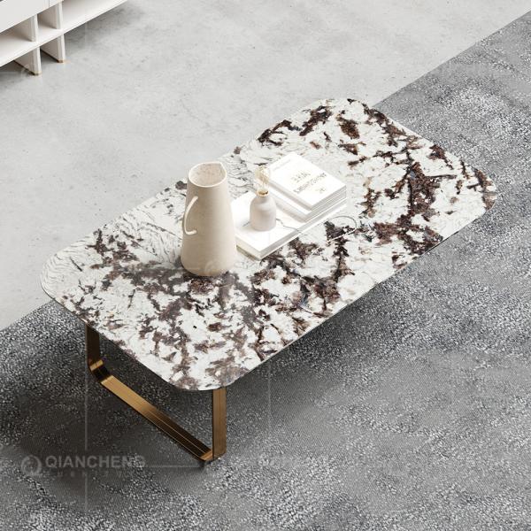 mesa de centro superior de pedra aglomerada mesa de centro de 130x70x45cm SS para a sala de visitas