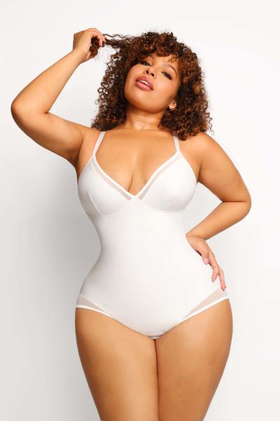 HEXIN Vestido de corpo de cintura feminina Deep V para Thong sem traseiro Corsete de emagrecimento
