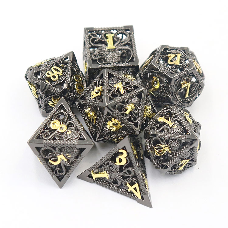 Brass Hollow Dice Set with Customized Logo and 16MM-20MM Size for DND RPG Games