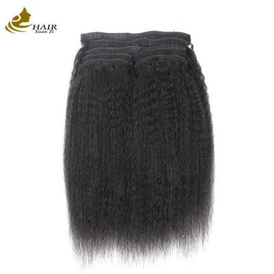 Natural Kinky Straight Clip Em Extensões de Cabelo Bundles 30 polegadas OEM