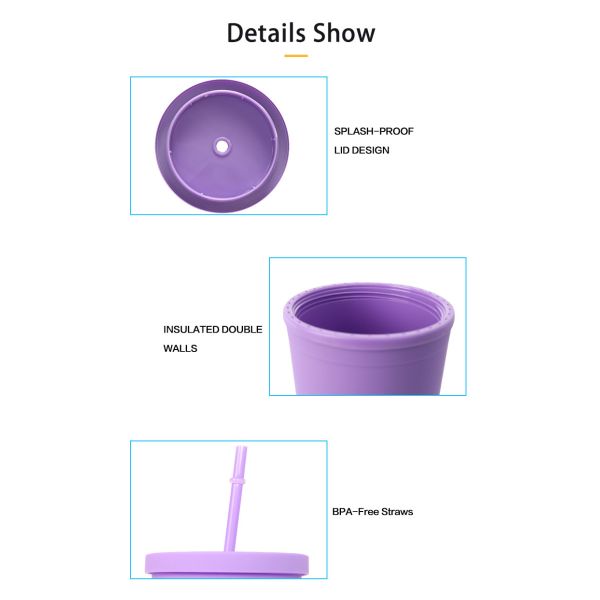 Lightweight  Candy Color Skinny 22 Oz Plastic Tumbler Clear Double Wall Acrylic Tumblers With Straw 450/700ml Large Capacity Leak Proof Design