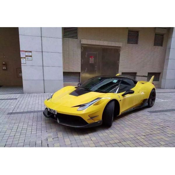 Repuestos para automóviles para Ferrari 458 Kit de carrocería 458 Modernizado Misha estilo delantero y trasero Parachoques lateral Falda con capucha Spoiler Kit de carrocería