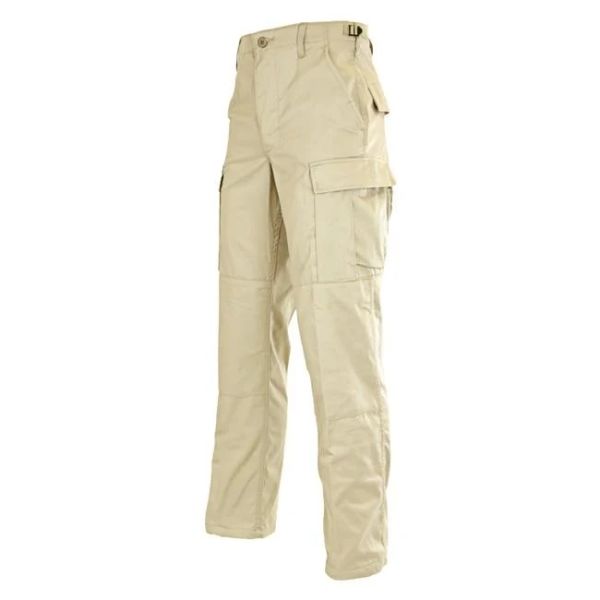 Khaki Fabric ACU Tactical Pants Polyester Cotton Rip Stop Fade Resistant